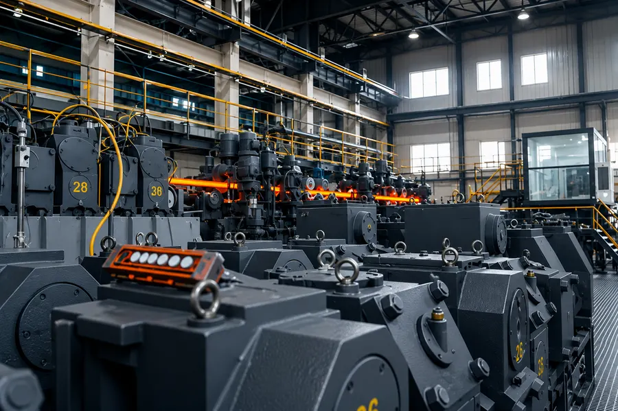 The continuous rolling mill reducing cast bar to rod